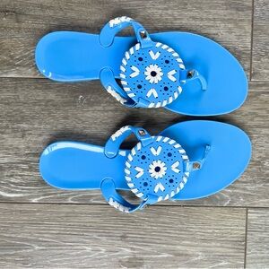 Jack Rogers Blue and White Jelly Sandals Big Girls Size 4